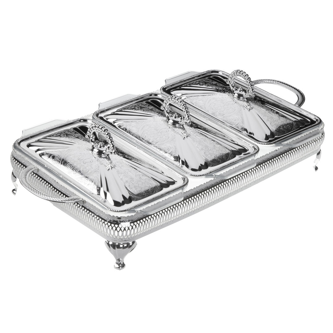 Corbell Silver Company Queen Anne Rectangle Glass 4 Piece Casserole Bakeware Set Corbell Silver Company