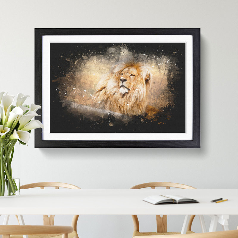 Lion Vol.1 - Picture Frame Graphic Art, Black Framed, 65cm H x 90cm W x 2cm D