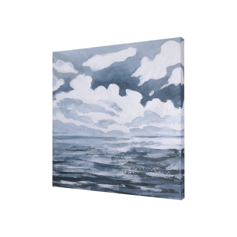 Nuage et mer, toile texturée embellie à la main, H 30 po x l 30 po x P 1,5 po
