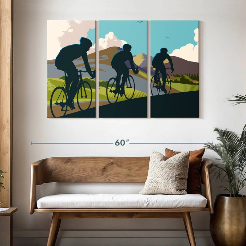 Sireci Three Cyclists, 32" H x 50" W