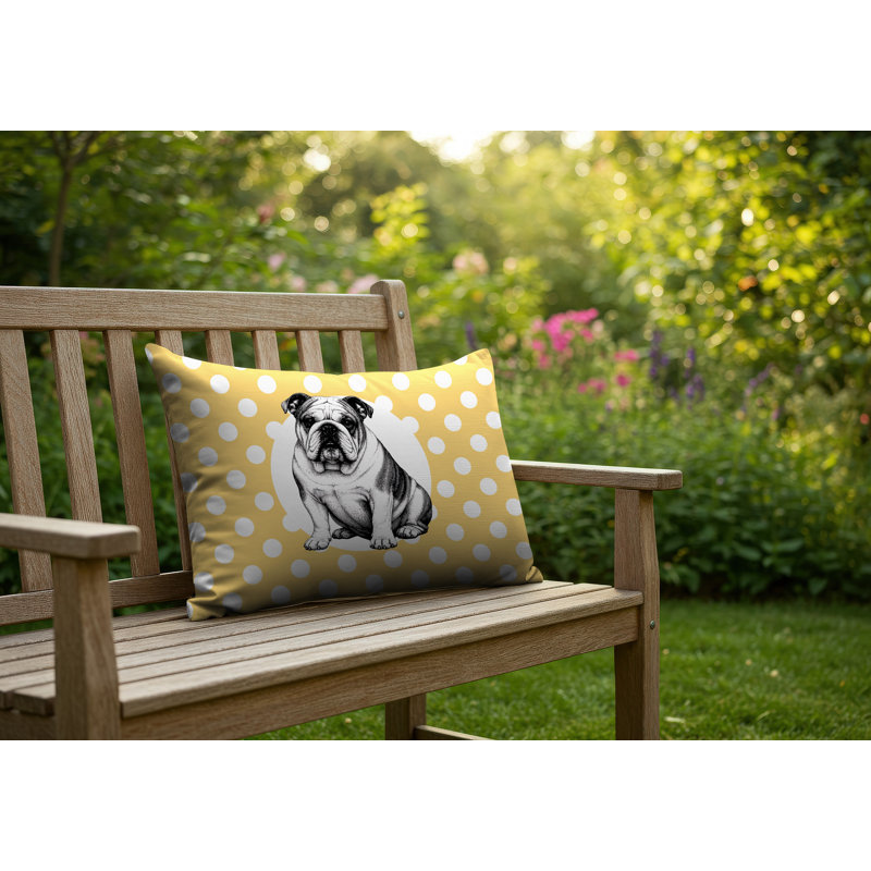 Oreiller réversible intérieur / extérieur Bulldog, 25 x 18, Jaune