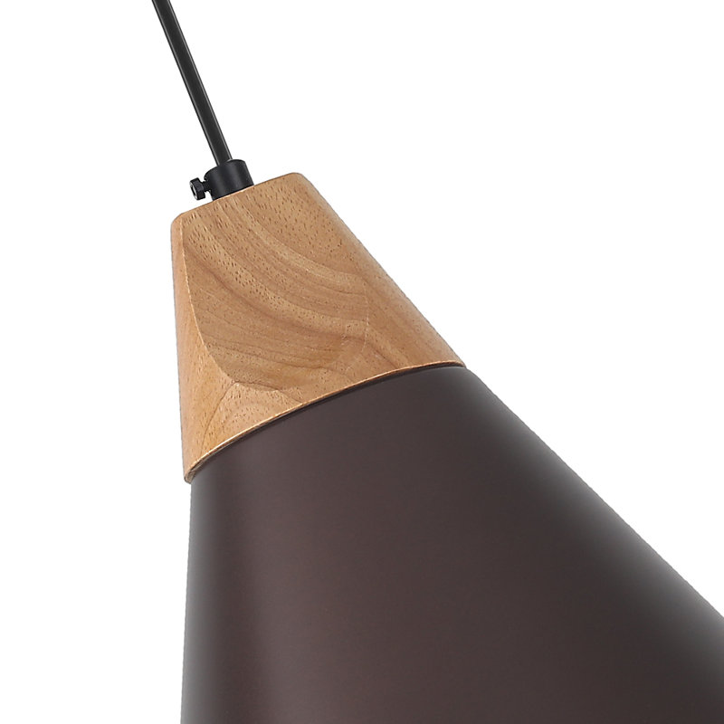Luminaire suspendu pour îlot de cuisine 1 lumière de 9,4 po à 1 lumière avec accents en bois pour l'allée de la salle à manger