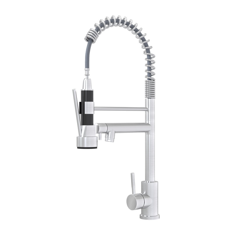 Bothwa Home CUPC Certified 19" Single Handle Kitchen Faucet ( Brushed Nickel Finish), Brushed Nicke