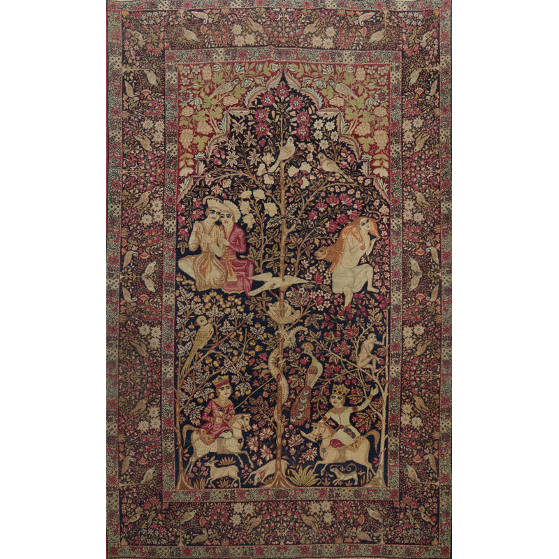 Tapis oriental à teinture végétale pré-1900 5 x 8