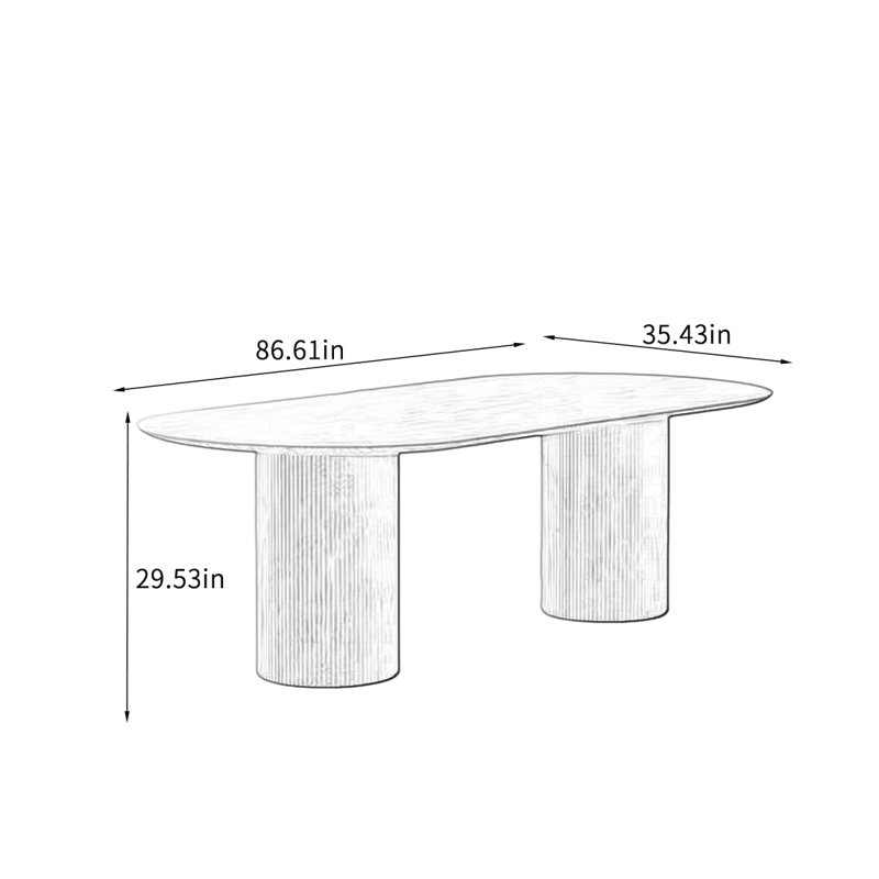Table de salle à manger en chêne de luxe - style minimaliste., H 29,53 po x L 86,61 po x l 35,43 po