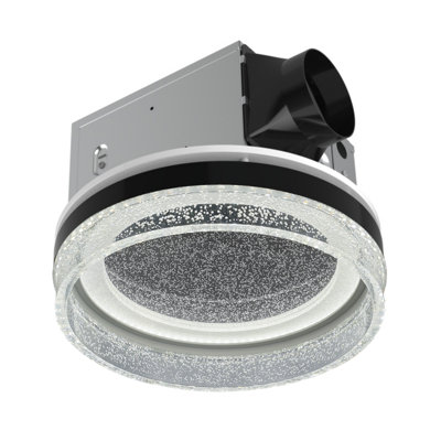 Akicon 110CFM 1.5 Sones Bathroom Exhaust Fan with Light, 1000lm Dimmable 4 - Colour Acrylic Starry Sky Light & 2700K Nightlight Ventilation Fan for Home, Round, Black