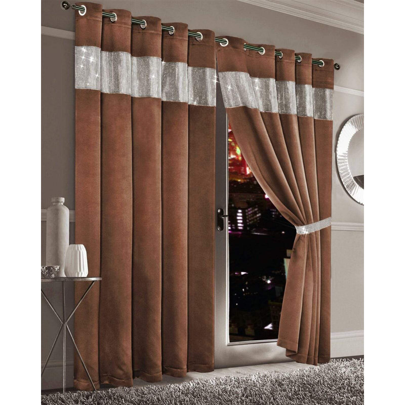 Blackout Curtain Panel Pair, 228cm Width x 167cm Drop, Orange