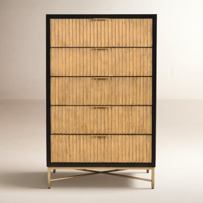 Baryal 30" W 5-Drawer Fluted Wood Chest