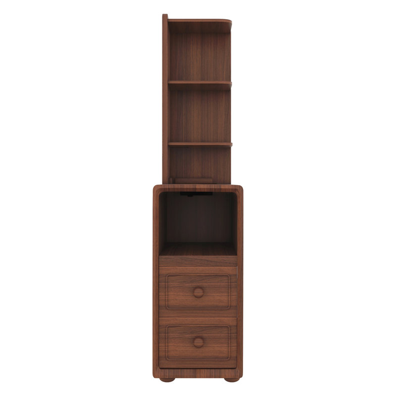 End Table With Drawers, Corner Table With Open Shelves, Tall Side Table For Bedroom And Corner
