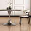 Table de salle à manger Beige + Pierre frittée ronde argentée + acier inoxydable-1208059959