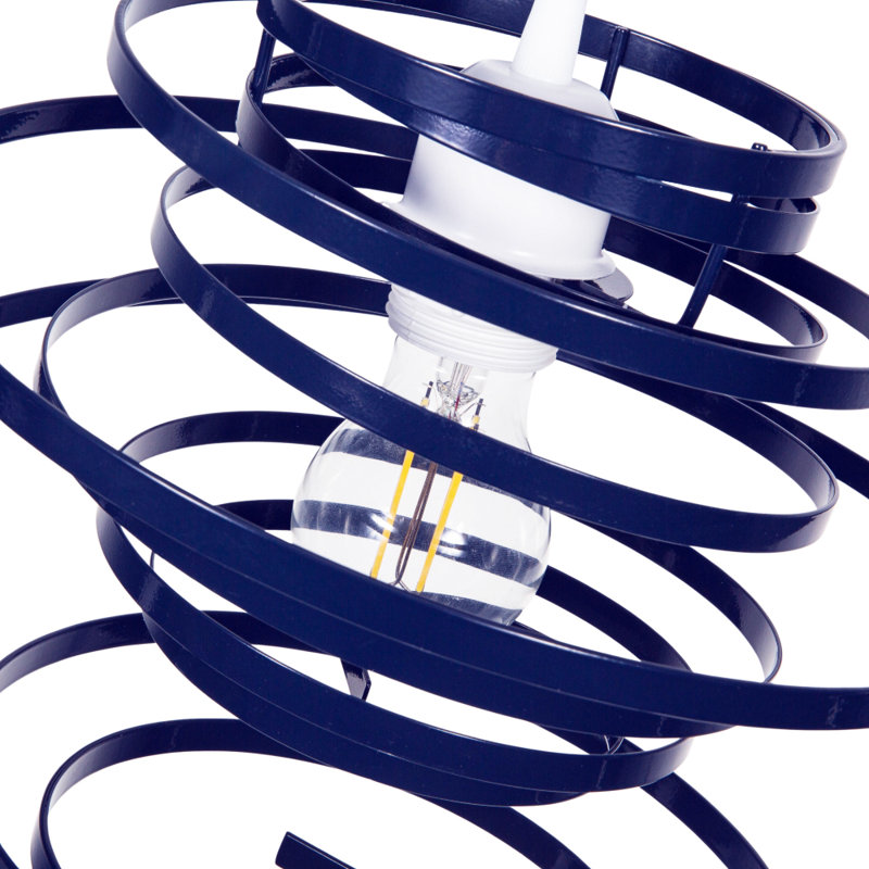 Contemporary Gloss Double Ribbon Spiral Swirl Ceiling Light Pendant, Blue