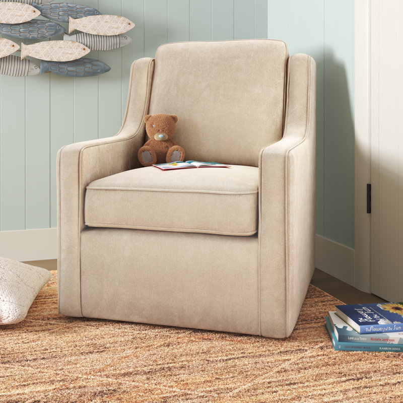 Moshier 28.5" W Upholstered Swivel Armchair, Cream Microfiber
