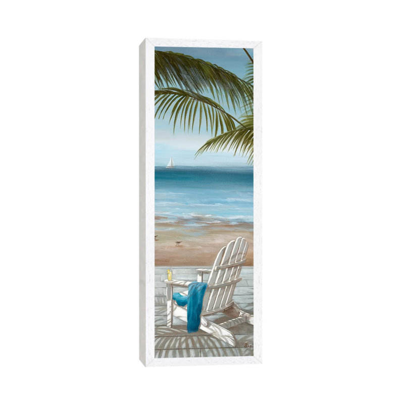 Walk On The Beach II by Nan - Panoramic Painting on Canvas, 152.4 cm H x 50.8 cm W, White Framed