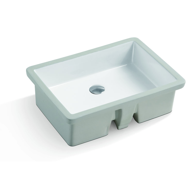 Lavabo de salle de bain rectangulaire en céramique avec trop-plein Clayhatchee