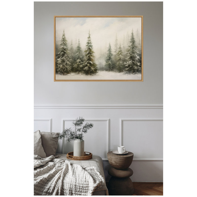«Traditional Snowy Forest Landscape» par The Creative Bunch Studio, reproduction d'art sur toile encadrée