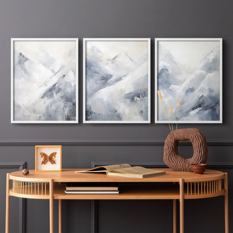 Lanscape Study Series LV III -Set de 3 estampes numériques giclées -Prêt à accrocher, Cadre blanc, H 20 po x l 16 po