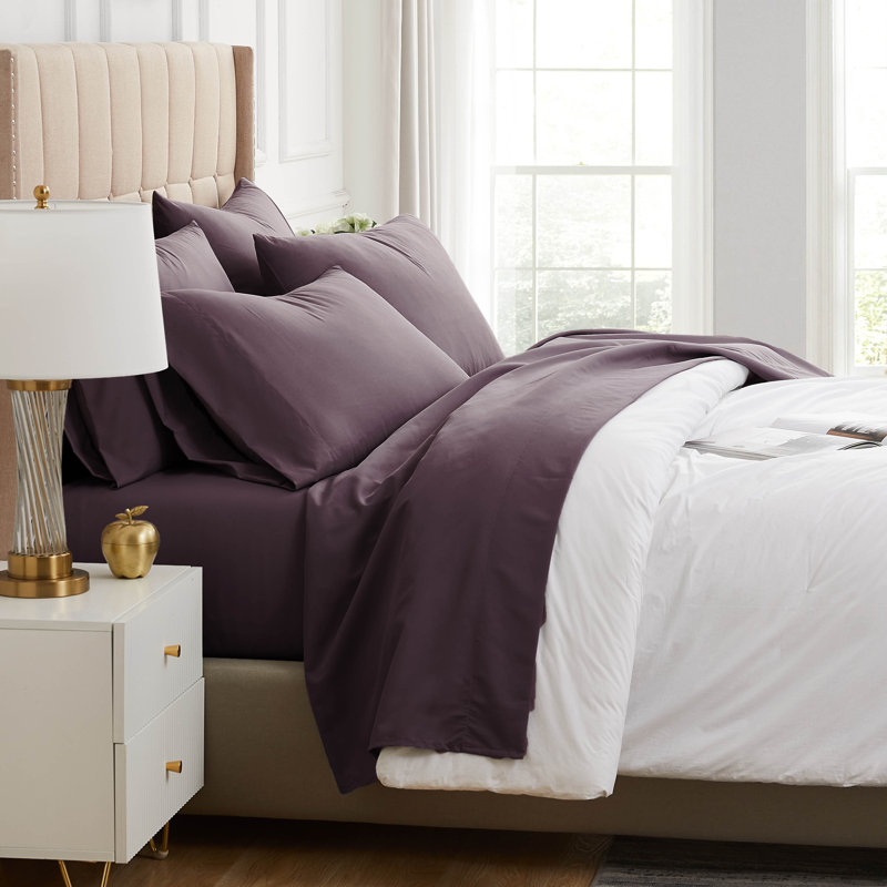 Southshore Fine Linens Vilano Springs Extra Deep Pocket 6-Piece Sheet Set, Ultra Soft Double-Brushed 110 GSM Microfiber Bedding, 21-Inch Deep Pocket, 4 Pillowcases, Full, Purple