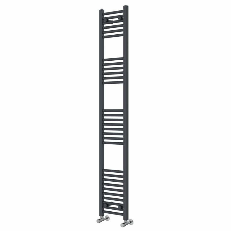 Wiest Straight Heated Towel Rail Radiator Bathroom Ladder Warmer, Anthracite, 180cm H x 30cm W x 3cm D, Straight Towel Rail