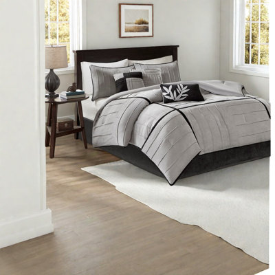 Soft Faux Suede Bedding Sets King, Modern Pintuck Comforter For Home