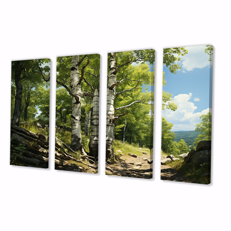 Ensemble d'art mural 4 pièces Birch Tree Forest Essence I, H 32 po x l 64 po