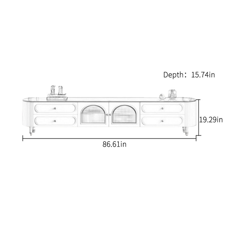 Meuble télé en bois massif au design simple, L 86,61 po