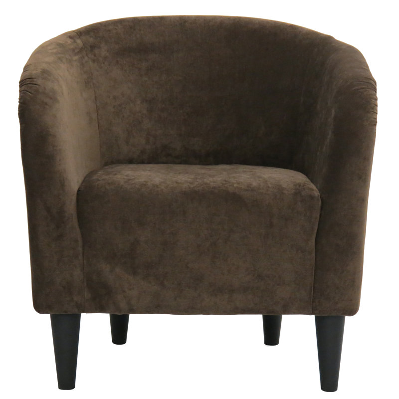 Fauteuil demi-tonneau de 29,50 po de largeur, Velours brun Elizabeth Godiva