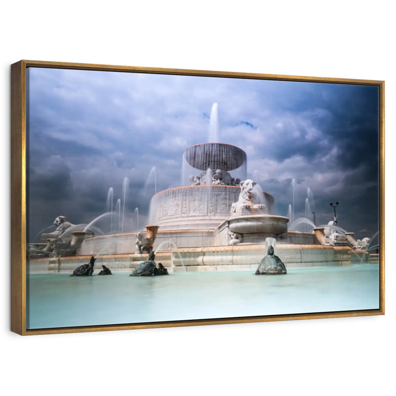James Scott Memorial Fountain, Floating Frame Gold, 40" X 27"