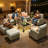 Outdoor Rattan Woven Sofa With Luminous End Table And Swivel Chair-102744628