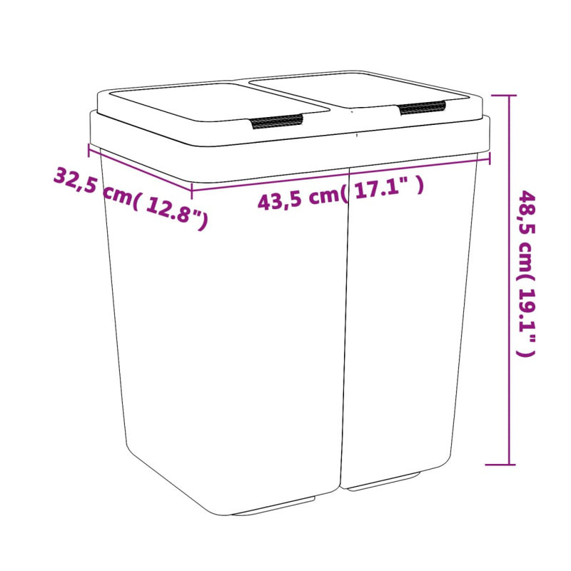 Marika Plastic Touch Top Kitchen Trash Can - 25L, White