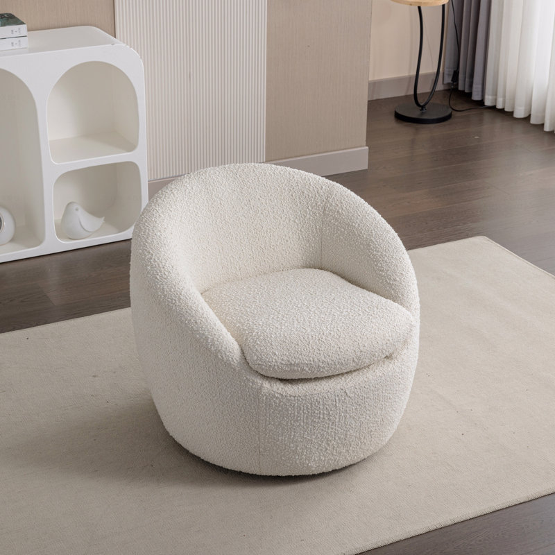 Fauteuil d'appoint en tonneau Modern, Boucle blanc