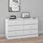 Commode double 6 tiroirs l 47,5 po Mcclarrie, large commode pour chambre à coucher, rangement pour vêtements et rangement, l 47,5 po x H 26,85 po x P 15,5 po, boutons blancs en acrylique-365995272