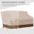 Outsunny Wood Adirondack Chair for Two, Outdoor Fire Pit Set with Table & Umbrella Hole, Patio Furniture