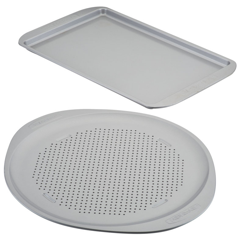 Nonstick Steel Perforated Pizza Pan and Baking Sheet Set