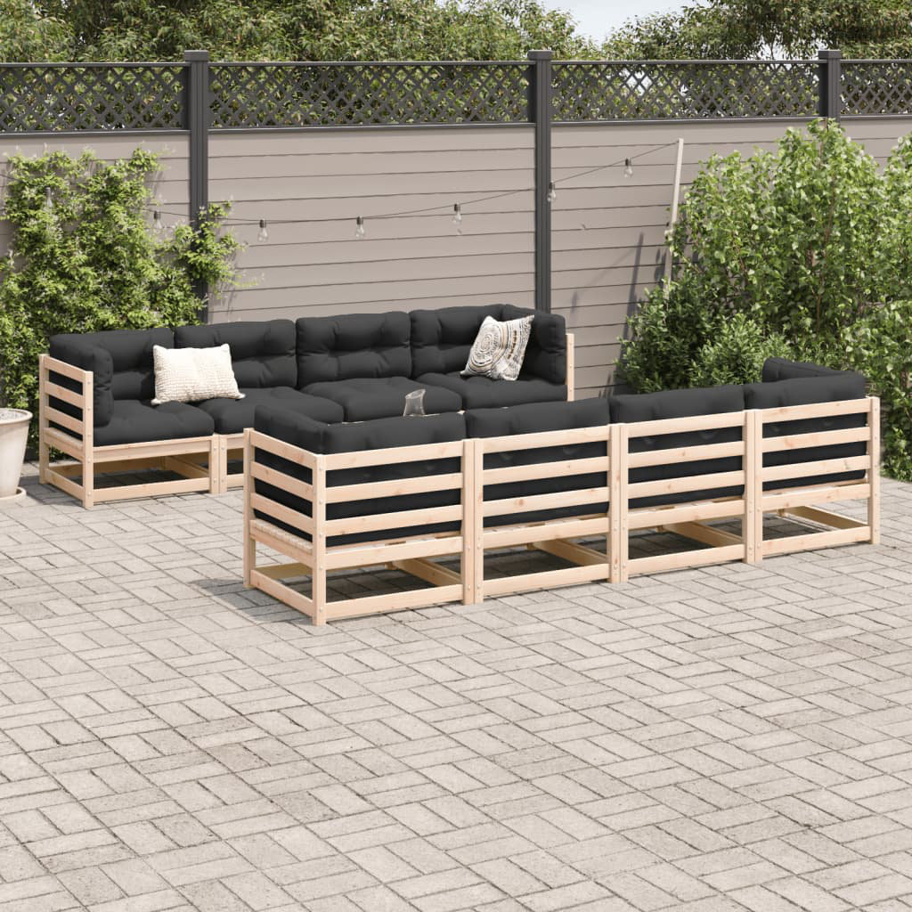 Vidaxl 9-Tlg. Garten-Sofagarnitur Mit Kissen Massivholz Kiefer