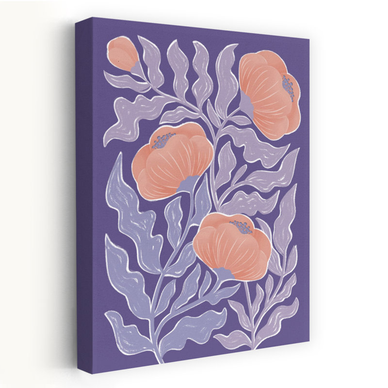 Impression d'art mural abstraite et élégante représentant des fleurs botaniques élégantes, de la lavande et de la violette, inspirées par la nature.