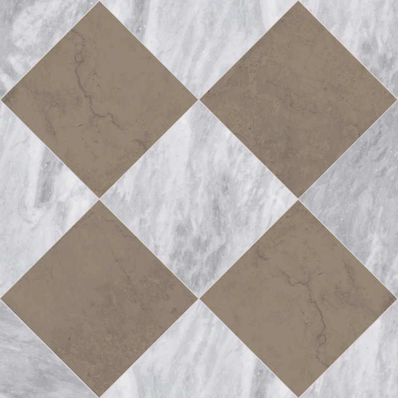 Tavari Checkerboard 10X10 Bardiglio And Bronze, Gray/Brown