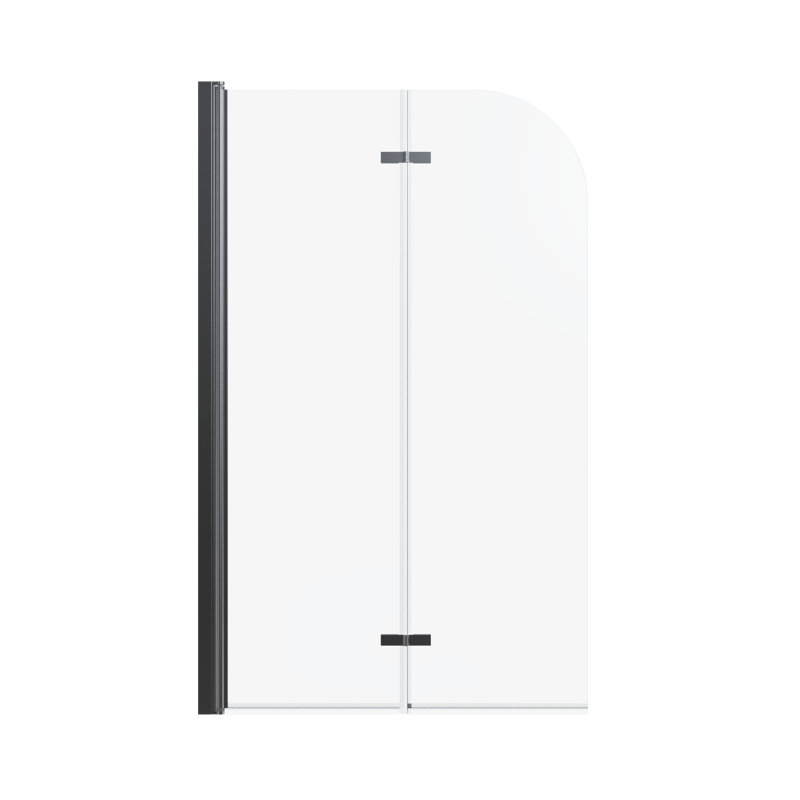 Patrick 34'' W x 58'' H Frameless Bi-Fold Tub Door with Clear Tempered Glass, Matte Black