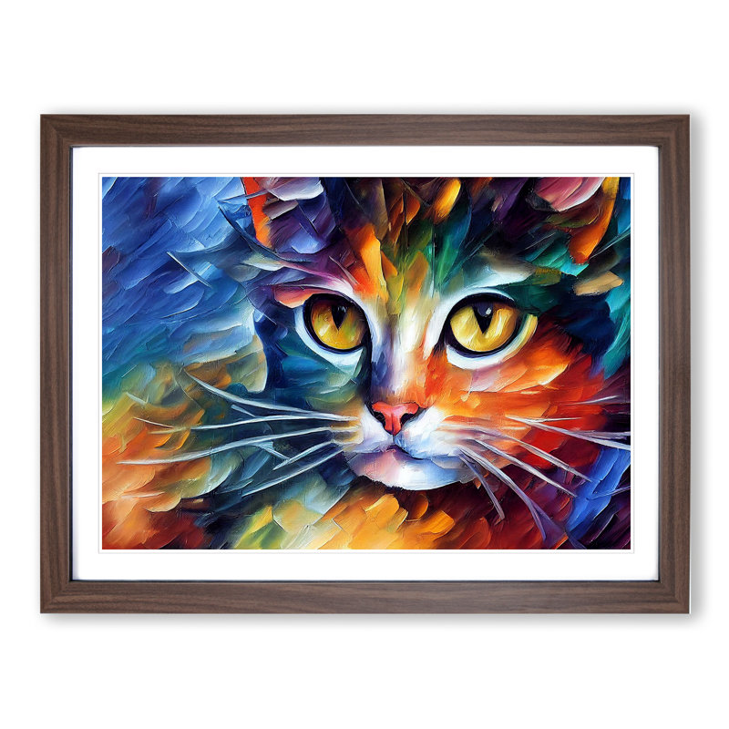 Cat Vol.2 Abstract - Framed Print, 46cm H x 64cm W x 2cm D, Walnut Framed