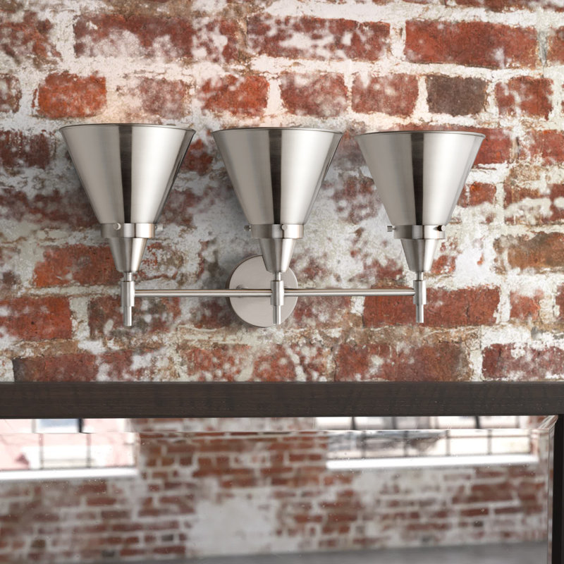 Gayle 3 - Light Dimmable Vanity Light, Satin Nickel, Satin Nickel, 4 Watt Vintage LED Bulb
