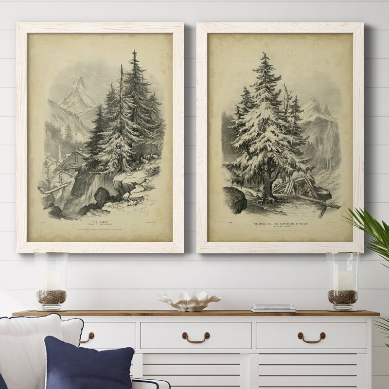 " The Larch " 2 - Pieces, 43.5" H x 31.5" W x 1" D, White Framed Canvas