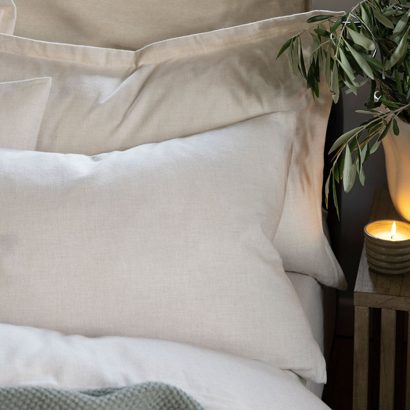 Flannel Marl Pillow Case, Oat, Standard Pillowcase