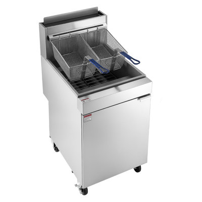 Friteuse commerciale au propane avec 2 paniers, brûleur à 5 tubes, modèle sur pied en acier inoxydable, capacité de 36 kg pour la restauration