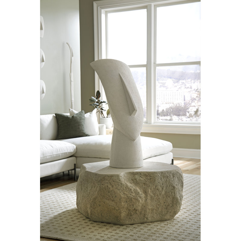 Cycladic Head White Stone Resin Outdoor Sculpture