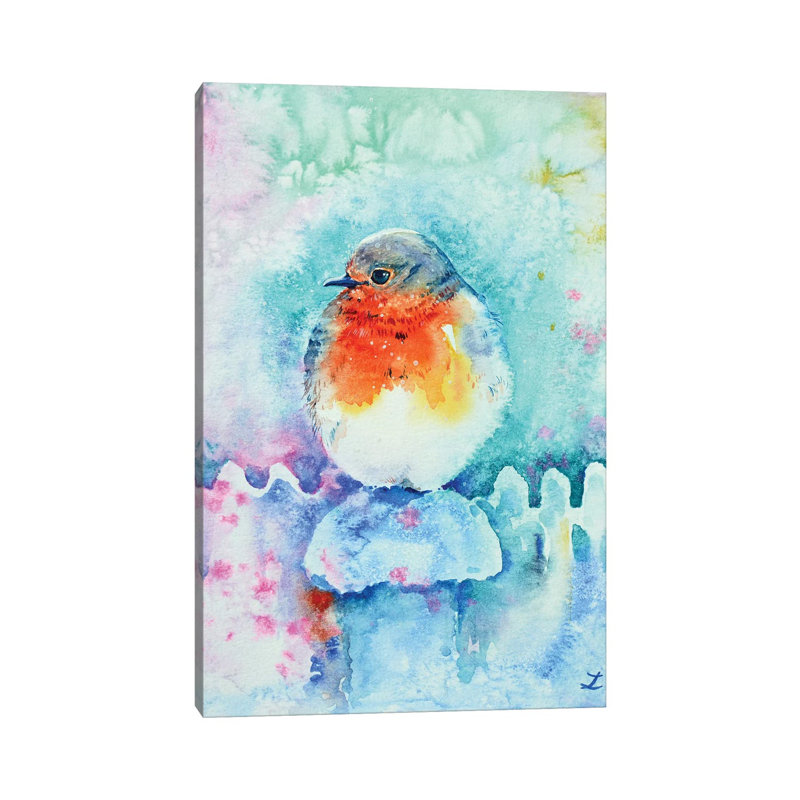 Christmas Robin 1 Piece Wrapped Canvas Painting, 20.32 cm H x 30.48 cm W