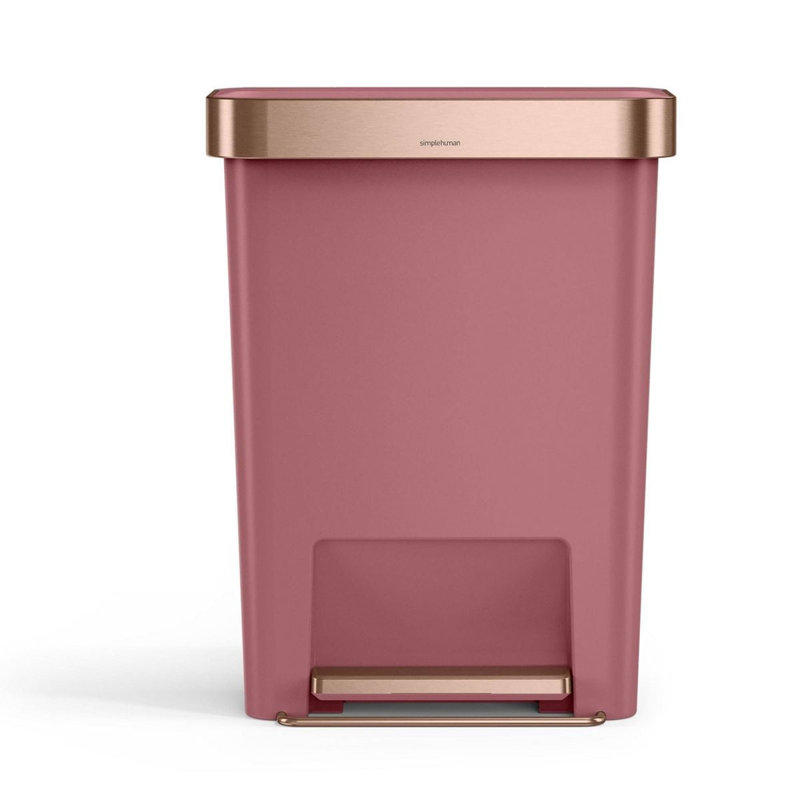 simplehuman 12gal Soft-Close Step-On Can, Blush