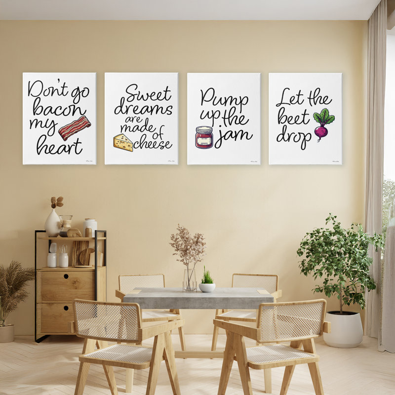 «Fun Music Lyric Puns», ensemble de 4 toiles, par Susan Ball, H 20 po x l 64 po