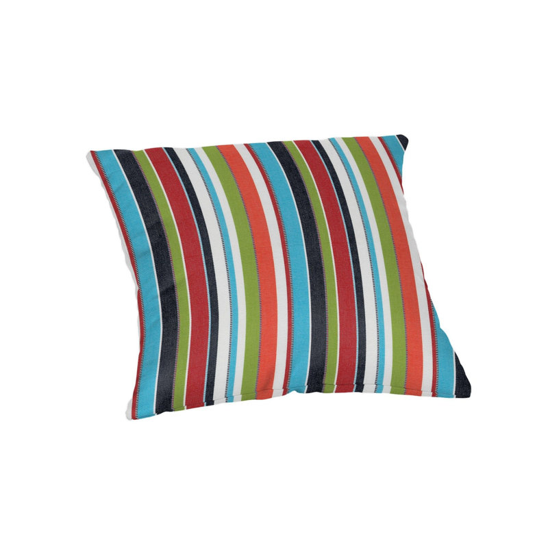 Casual Cushion Stripe Sunbrella® Fabric 1-Piece Indoor/Outdoor Square Throw Pillow, 20"W x 20"L, Carousel Confetti