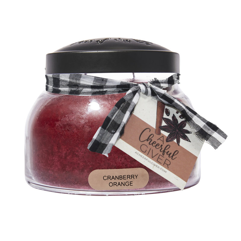 Cranberry Orange Scented Jar Candle with Black Lid