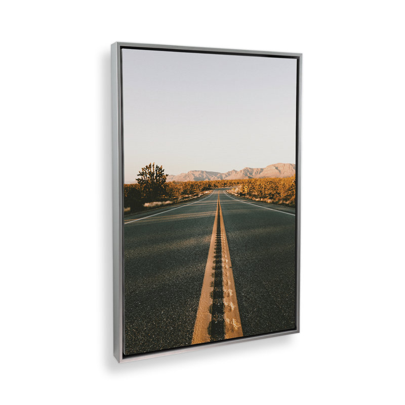 Sentiers du désert sur toile par Krista Mosakowski, Cadre flottant en chrome poli, H 14 po x l 10 po