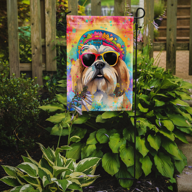 Drapeau de jardin Hippie Dawg, Shih tzu